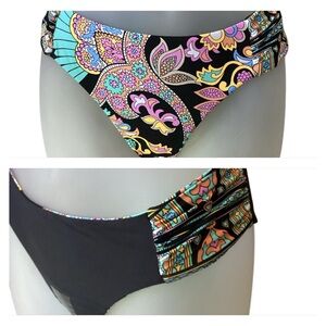 Sunshine 79 Reversible Floral & Black Bikini Bottom (S2)